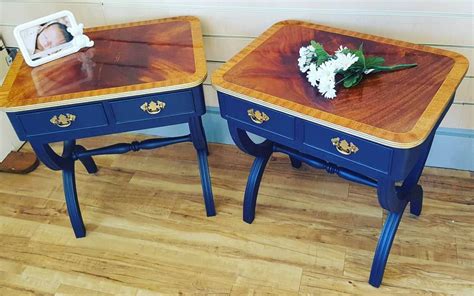 Latest addition to my #etsy shop: Pair Bedside Tables with 2 Drawers Reproduction Cross Banded ...