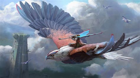 fantasy art, warrior, birds, flying, artwork, gun, animals, wings, HD Wallpaper | Rare Gallery