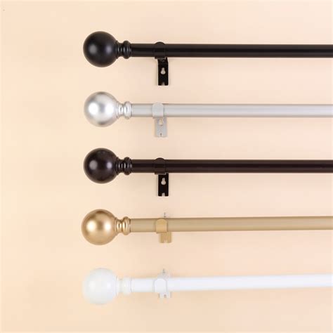 42-126-Inch long Adjustable Metal Curtain Rod Set Round Finials Home ...