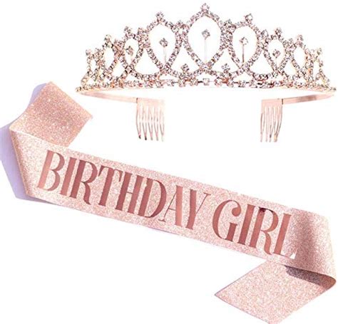 Buy Party Propz Birthday Girl Sash And Crown - Pack of 2 Pcs Rose Gold ...