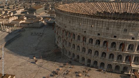 roman colosseum scientific 3D reconstruction with animated detail of the velarium, roman forum ...