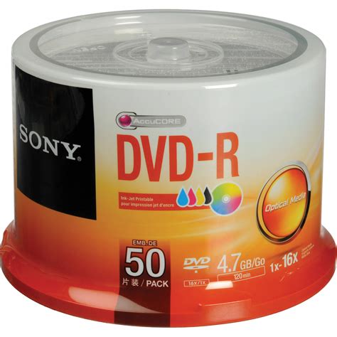 Sony DVD-R 4.7 GB White Inkjet Printable Recordable 50DMR47PP/US