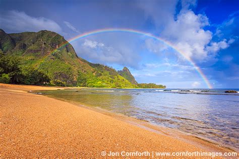 Tunnels Beach Rainbow Photo, Picture, Print | Cornforth Images