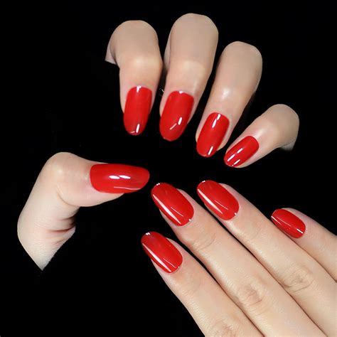 Red Oval Nails