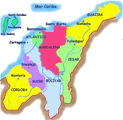 Cultura Caribe: mapa de la region caribe