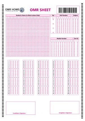 OMR Sheet for 100 Questions | OMR Sheet Sample | OMR Sheet PDF Download