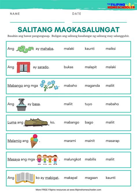 Salitang Magkasalungat Worksheets (SET 1) — The Filipino Homeschooler