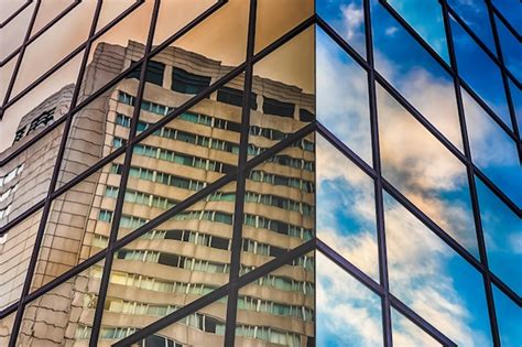 Premium Photo | Abstract skyscraper glass with cloud reflection