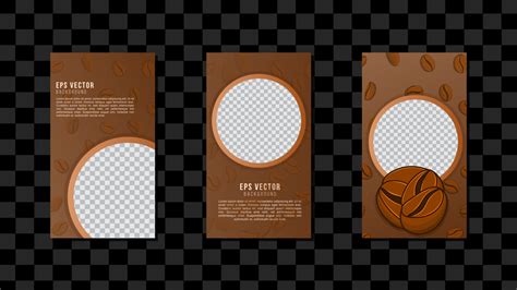 Coffee Vertical Social Media Template Design Abstract Background EPS 10 Vector used for Cafe ...