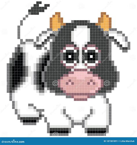 Cow Pixel Art Grid