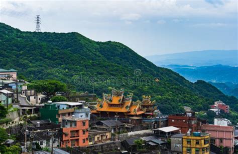 View Jiufen Village Hillside Buildings On The Mountain In Taiwan Stock ...