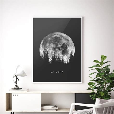 La Luna Moon Poster Lunar Moon Print Full Moon Poster Art | Etsy