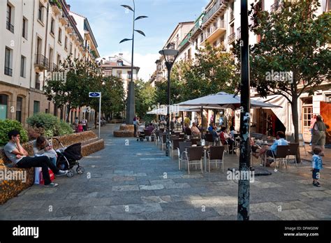 Part of the Old Town, San Sebastian, Spain, filled with open-air bars and restaurants Stock ...