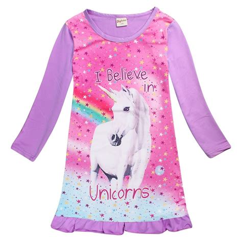 2BUNNIES - 2Bunnies Girls Unicorn Star Rainbow Print Nightgown Nightie Princess Night Dresses ...