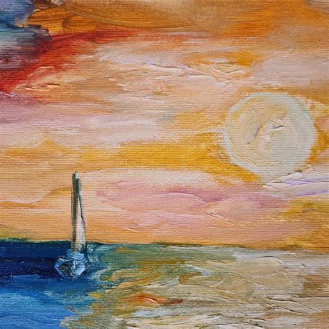 Night Sea Oil Painting on Canvas Canvas on Stretcher - Etsy