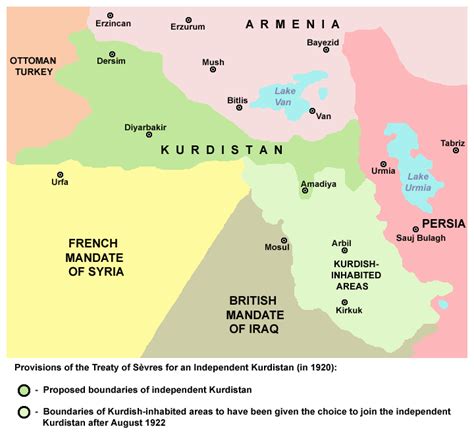 Kurdish state planned by the Treaty of Sevres,... - Maps on the Web