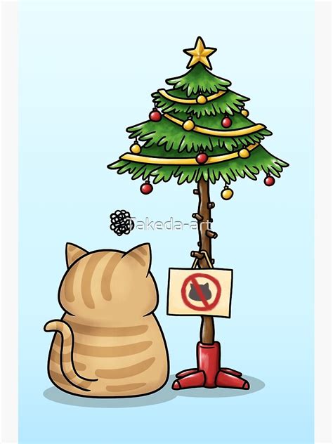 "Funny Cat Christmas Tree" Poster for Sale by Takeda-art | Redbubble