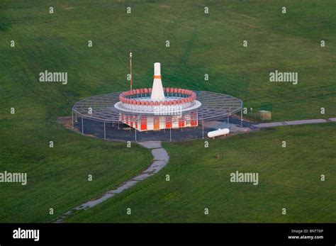 aerial view above VOR station Raleigh Durham airport North Carolina ...