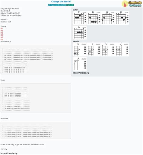 Chord: Change the World - tab, song lyric, sheet, guitar, ukulele ...