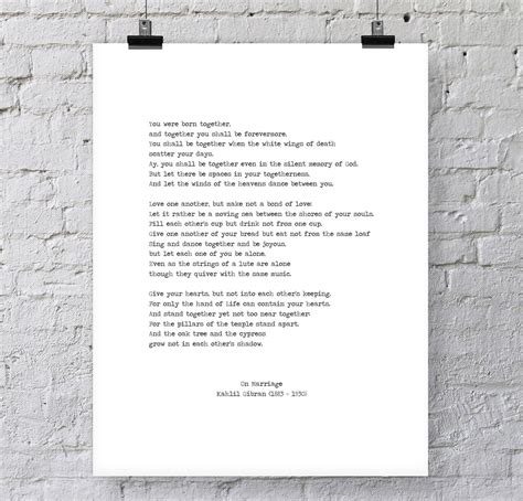 Kahlil Gibran Printable Love poem 'On Marriage' | Etsy