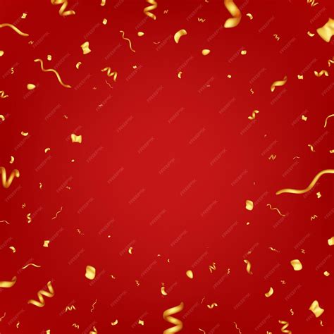 Premium Vector | 3D Party Gold Confetti on Red Background Render Golden ...