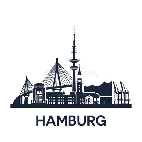 Hamburg City Skyline, Germany, Extended Version, Solid Color Stock ...