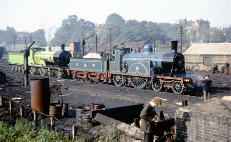 The preserved Caledonian Railway single no. 123 and the LSWR Drummond T9 class 4-4-0 no. 120 ...