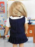 American Girl Doll Handmade Back to School Uniform - Navy Jumper, Whit | Avanna Girl