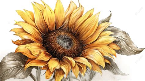 Sunflower Drawing On White Paper Background, Sunflower Picture Drawing Background Image And ...