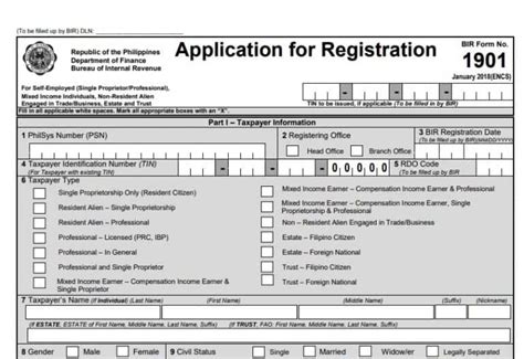 How To Register With BIR as a Self-Employed/Mixed-Income Individual: A Guide to BIR Form 1901 ...