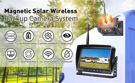 Magnetic Wireless Backup Camera Solar: Portable Recording 7 Inch ...