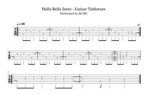 Hells bells – AC/DC Hells Bells Intro - Guitar Tablature Sheet music ...