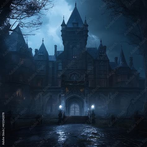 old gothic castle in the night Stock Illustration | Adobe Stock