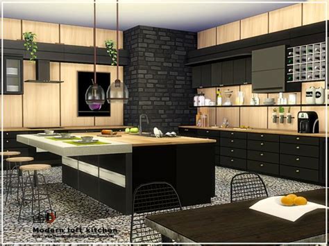 $23691 Found in TSR Category 'Sims 4 Kitchen Rooms' | Sims 4 kitchen, Modern loft kitchen, Sims ...