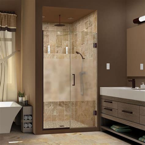 DreamLine Unidoor Plus 45 to 45-1/2 in. x 72 in. Frameless Hinged Shower Door in Oil Rubbed ...