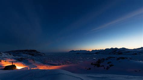 nature, landscape, clouds, rocks, ice, sunset, water, river, Ilulissat ...