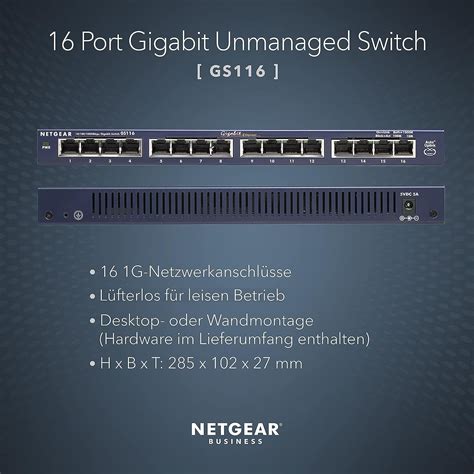 Netgear Switch 16 Port Gigabit Ethernet LAN Switch (Plug-and-Play | eBay