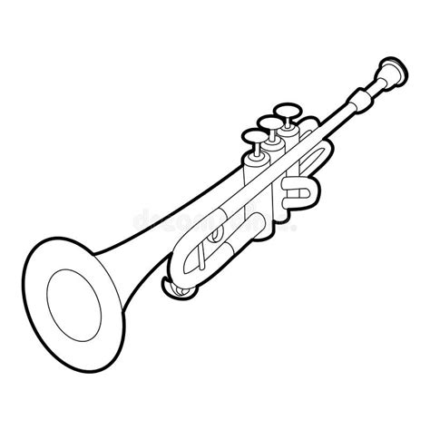 Trumpet Icon, Outline Isometric Style Stock Illustration - Illustration of bugle, line: 124379544