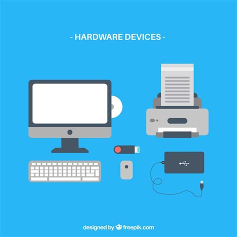 Computer hardware device icon vectors | Free Vector