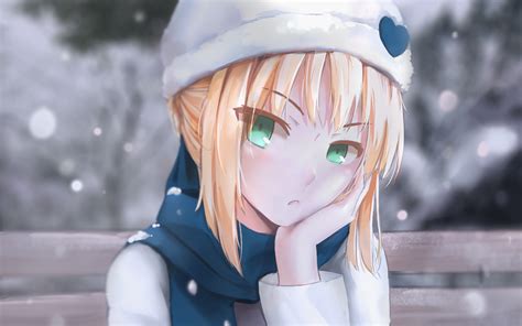 blonde, Green eyes, Fate Stay Night, Anime girls, Saber, Anime, Hat ...