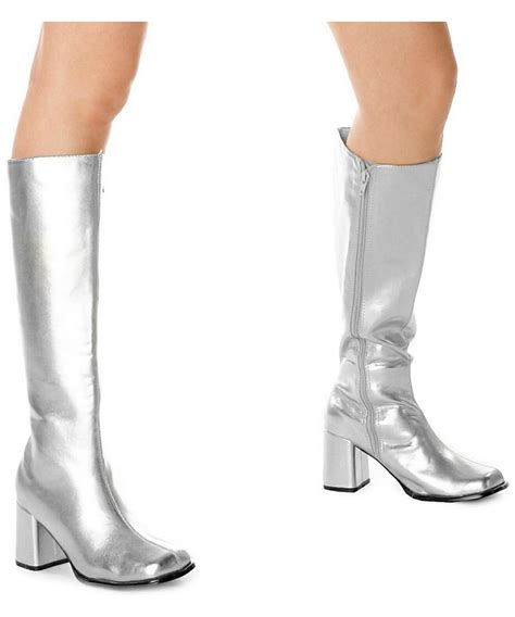 Adult Silver Go Go Boots - Women Costume Shoes