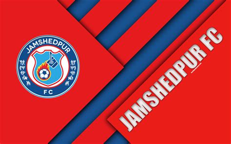 Download wallpapers Jamshedpur FC, 4k, logo, material design, red blue ...