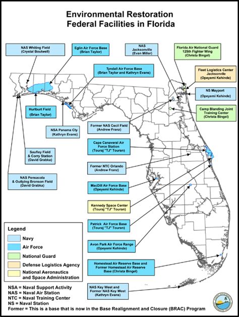 Map of Military Bases in Florida and corresponding Remedial Project ...