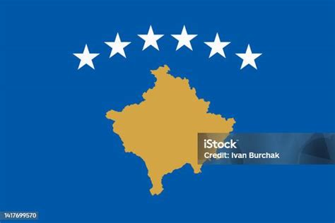 Flag Of Kosovo Official Colors Flat Vector Illustration Stock ...