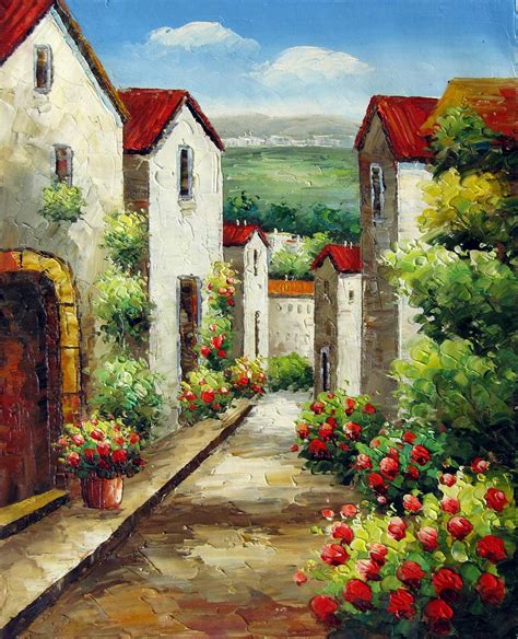 Mediterranean 16x20 in. stretched Oil Painting Canvas Art Wall Decor modern406 - Paintings