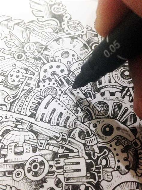 Kerby Rosanes Insanely Detailed Doodle Of An Owl Made Of Clock Parts | Clock parts, Doodles, Clock