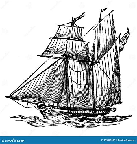 Schooner Ship Flat Vector Isolated On White Background | CartoonDealer ...