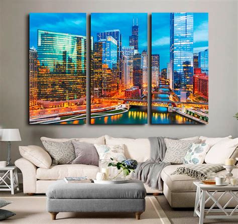 Chicago Skyline Canvas Art Canvas Wall Art Chicago Skyline | Etsy