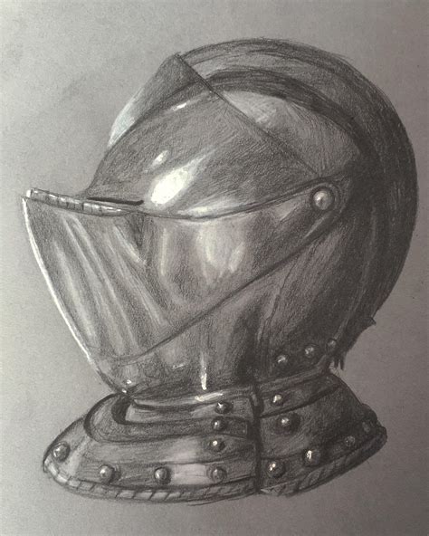 Knight’s helmet practice, pencil, A4 : r/Art