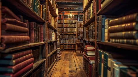 An Antique Bookstore Interior, Shelves Filled with Old Books ...